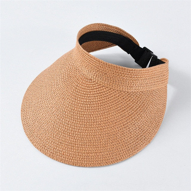 Boho Hat, Sun Hat, Beach Hat, Shade Visor Beige Pink Navy Straw Cap
