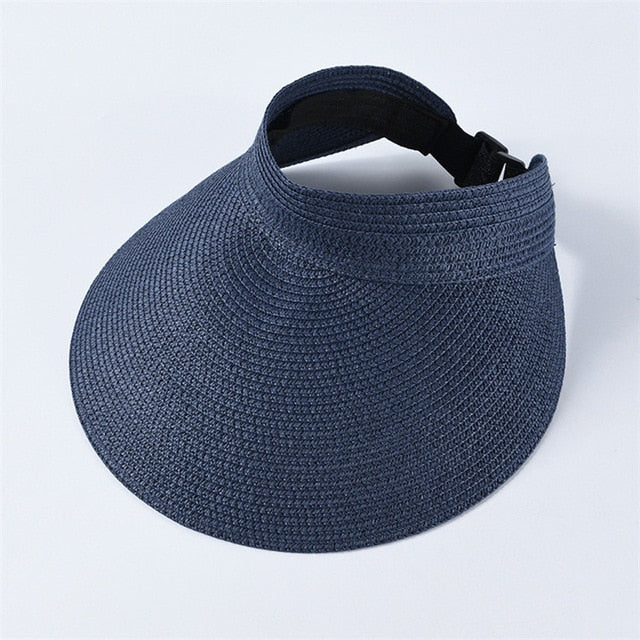 Boho Hat, Sun Hat, Beach Hat, Shade Visor Beige Pink Navy Straw Cap