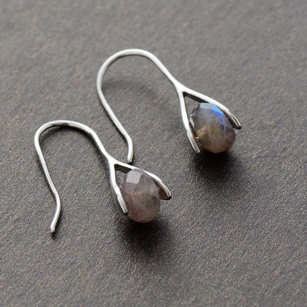 Boho Earrings, Dangle Earrings, Black Labradorite