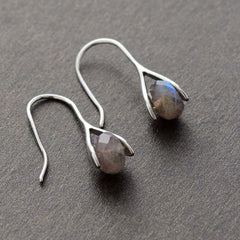 Boho Earrings, Dangle Earrings, Black Labradorite