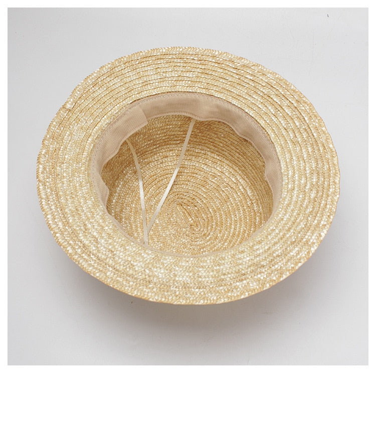 Boho Hat, Kid Hat, Little Girl Hat, Straw Hat, Sun Bee Black Pink