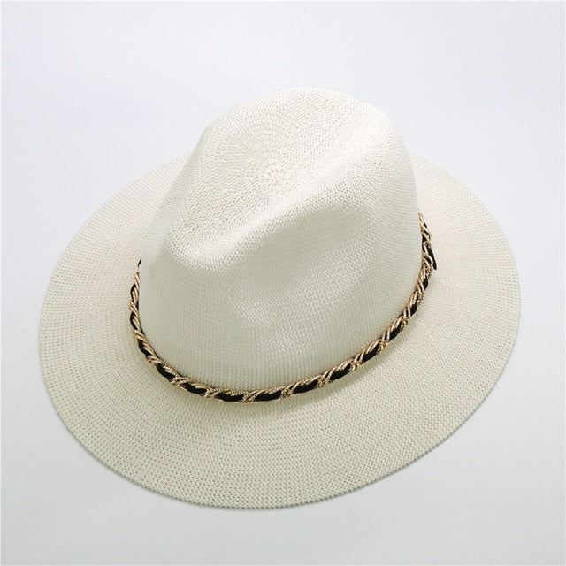 Boho Hat, Grass Fedora Hat, Stella Black Chian