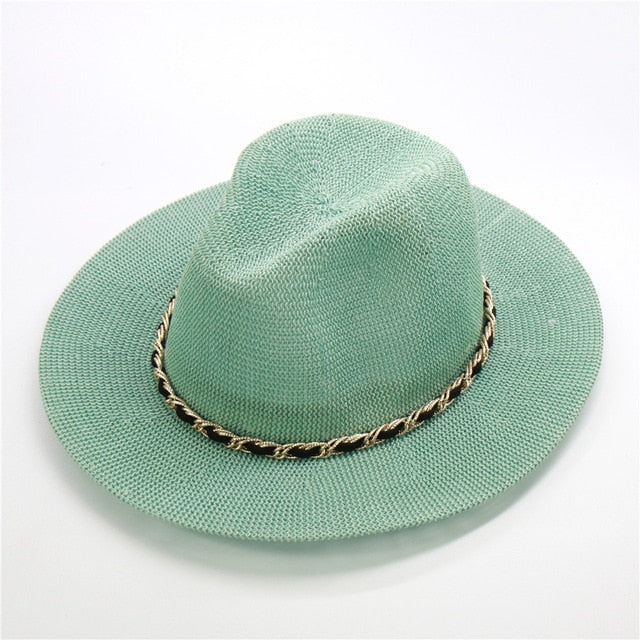 Boho Hat, Grass Fedora Hat, Stella Black Chian