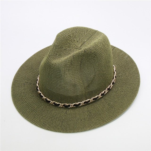 Boho Hat, Grass Fedora Hat, Stella Black Chian