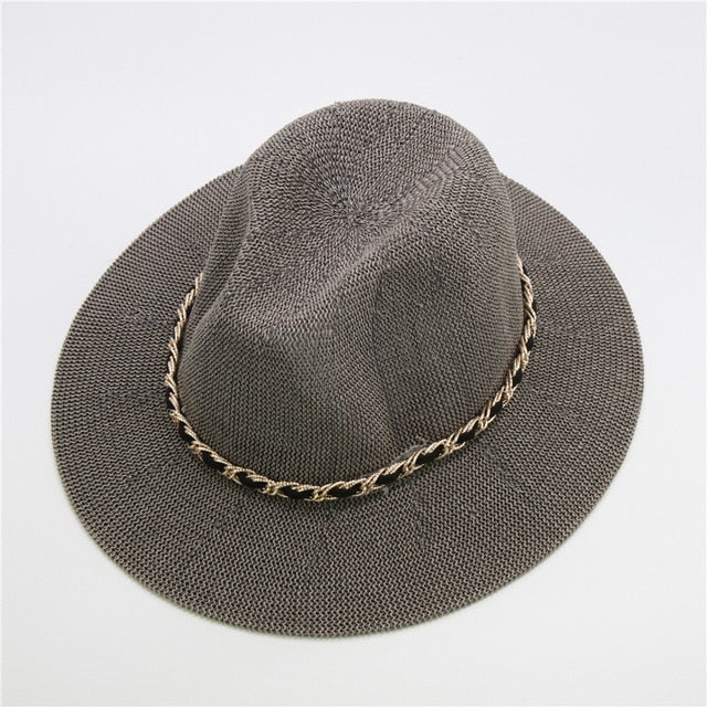 Boho Hat, Grass Fedora Hat, Stella Black Chian