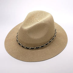 Boho Hat, Grass Fedora Hat, Stella Black Chian