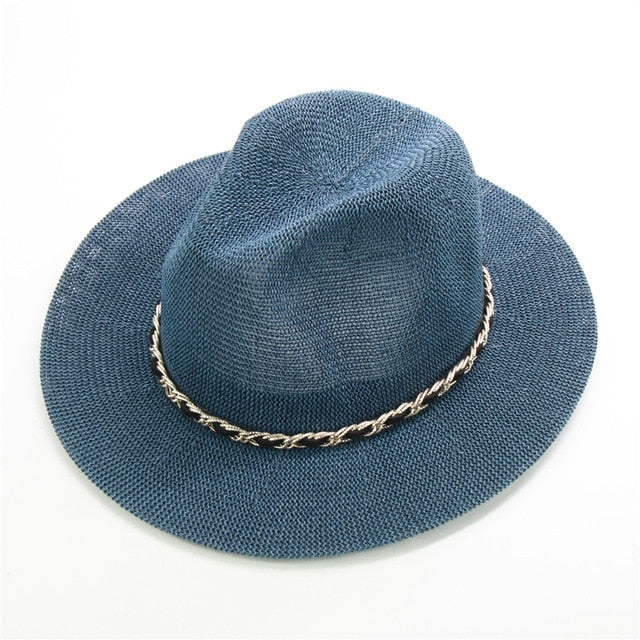 Boho Hat, Grass Fedora Hat, Stella Black Chian