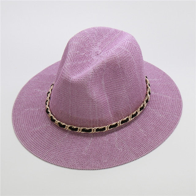 Boho Hat, Grass Fedora Hat, Stella Black Chian