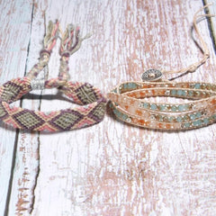 Boho Bracelet, Crystal Wrap Bracelet,Pink Pastel
