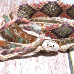 Boho Bracelet, Crystal Wrap Bracelet,Pink Pastel