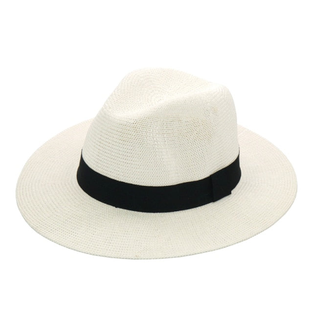 Boho Hat, Grass Fedora Hat, Stella Black Ribbon
