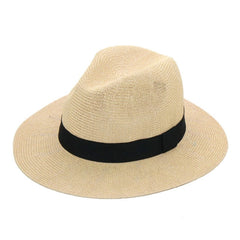 Boho Hat, Grass Fedora Hat, Stella Black Ribbon