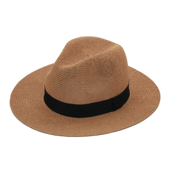 Boho Hat, Grass Fedora Hat, Stella Black Ribbon