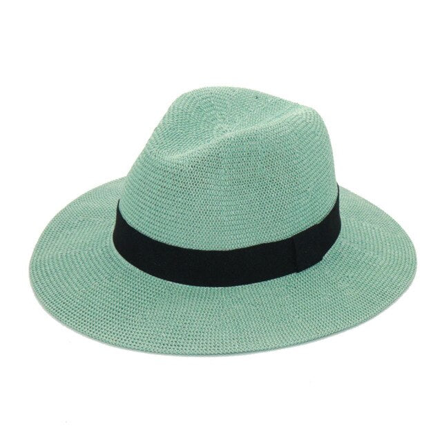 Boho Hat, Grass Fedora Hat, Stella Black Ribbon