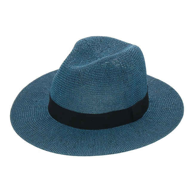 Boho Hat, Grass Fedora Hat, Stella Black Ribbon