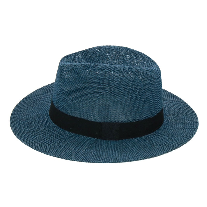 Boho Hat, Grass Fedora Hat, Stella Black Ribbon