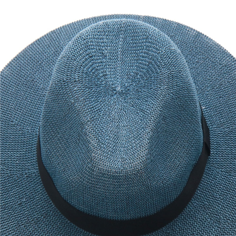 Boho Hat, Grass Fedora Hat, Stella Black Ribbon