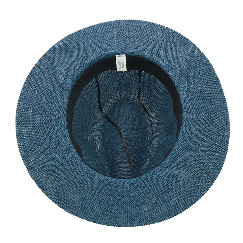 Boho Hat, Grass Fedora Hat, Stella Black Ribbon