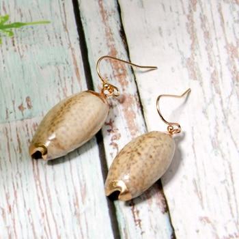 Boho Earrings, Dangle Earrings, Natural Shell with Gold
