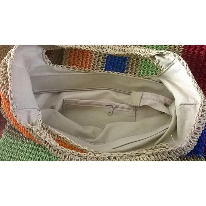 Boho Bag, Woven Rope Handbag, Alba Yellow Rainbow