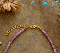 Boho Necklace, Choker Necklace, Pink Tourmaline Spike