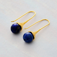 Boho Earrings, Dangle Earrings, Blue Lapis and Tiger Eye