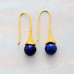 Boho Earrings, Dangle Earrings, Blue Lapis and Tiger Eye