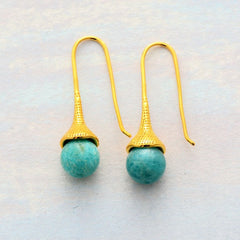 Boho Earrings, Dangle Earrings, Blue Lapis and Tiger Eye