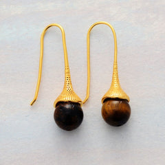 Boho Earrings, Dangle Earrings, Blue Lapis and Tiger Eye