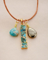 Boho Necklace, Pyrite Turquoises