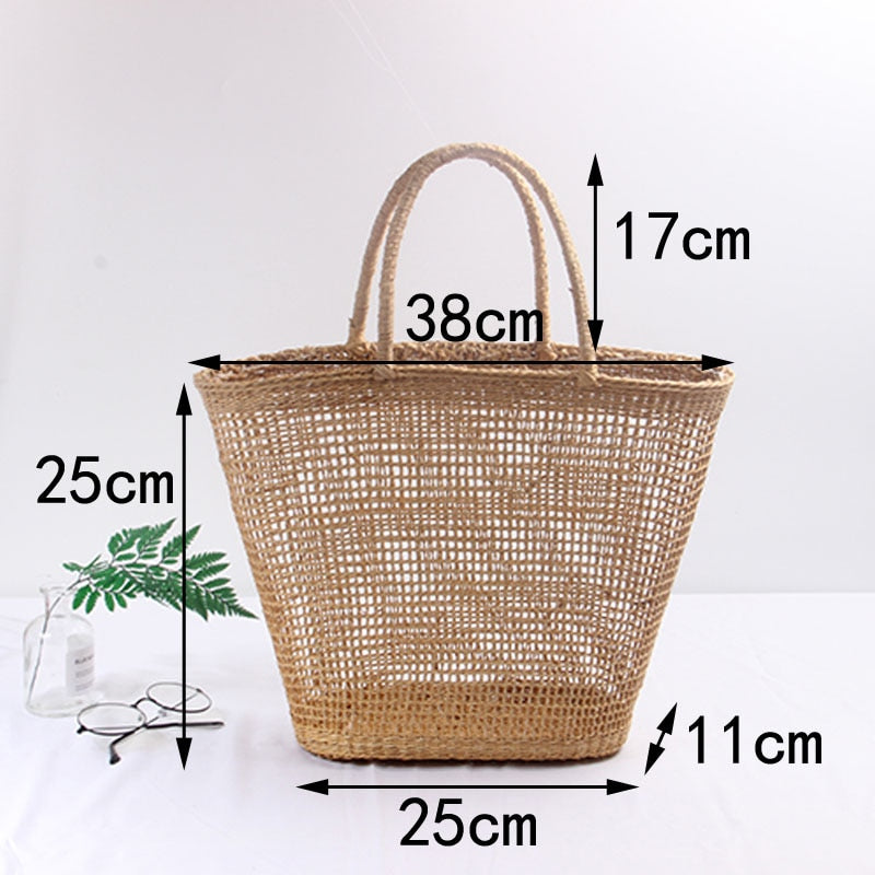 Boho Bag, Woven Straw Bucket Bag, Rattan Bag, Lily Brown