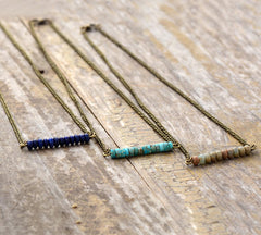 Boho Necklace, Choker Necklace, Blue Jasper, Lapis and Lazuli Coin
