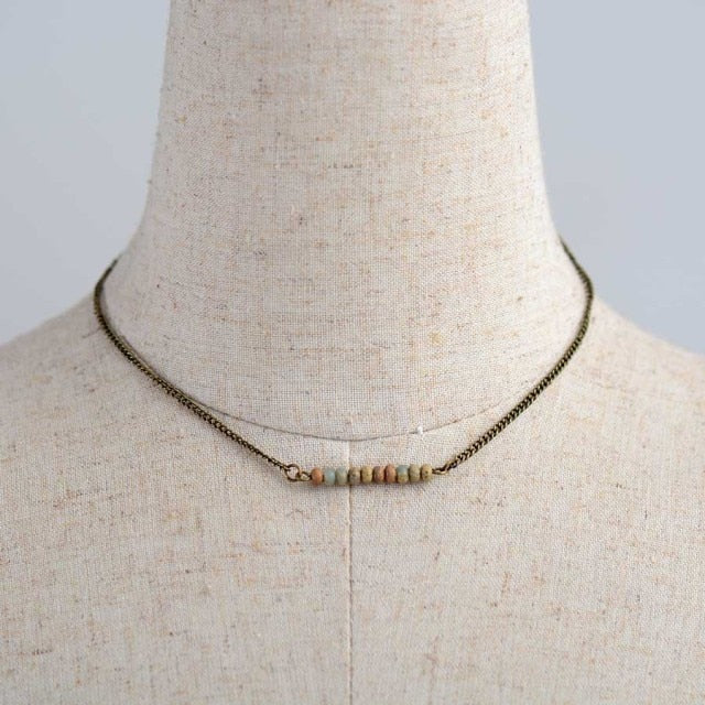Boho Necklace, Choker Necklace, Blue Jasper, Lapis and Lazuli Coin