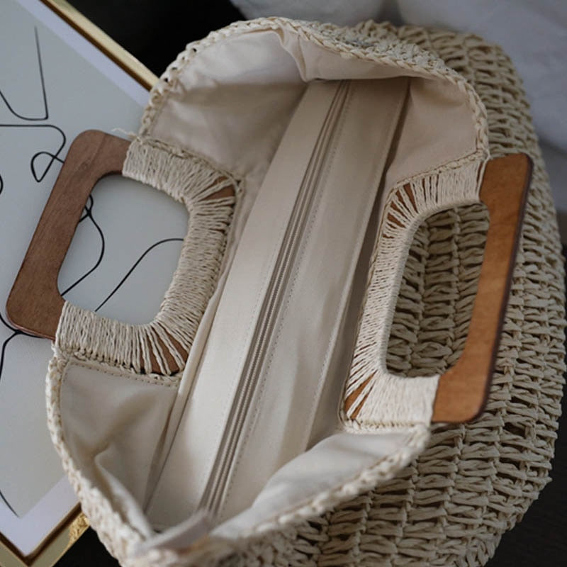 Boho Bag, Woven Straw Handbag, Love Sac