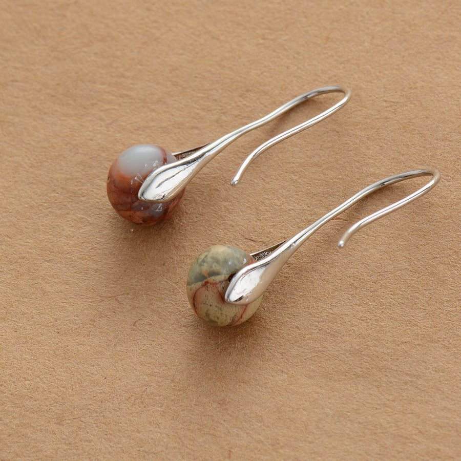 Boho Earrings, Dangle Earrings, Pink Opal and Jaspers