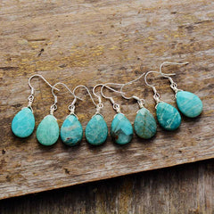 Boho Earrings, Dangle Earrings, Blue Faceted Amazonite