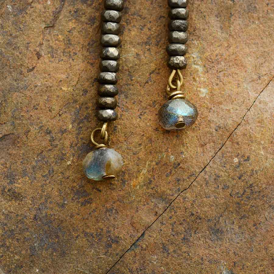 Boho Earrings, Dangle Earrings, Blue Black  Labradorite