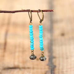 Boho Earrings, Dangle Earrings, Blue Black  Labradorite