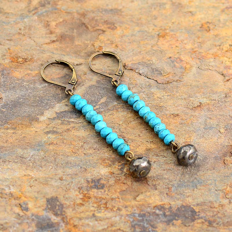 Boho Earrings, Dangle Earrings, Blue Black  Labradorite