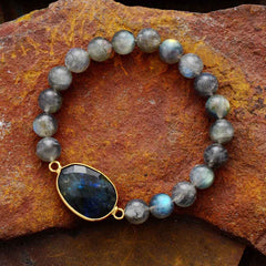 Boho Bracelet, Stretchy Bracelet, Labradorite
