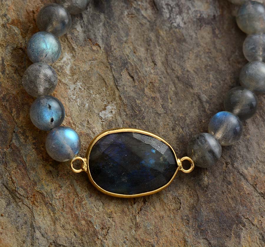 Boho Bracelet, Stretchy Bracelet, Labradorite