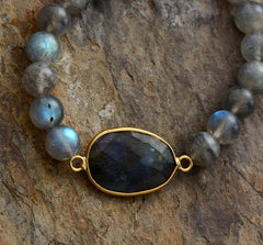 Boho Bracelet, Stretchy Bracelet, Labradorite