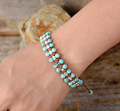 Boho Bracelet, Friendship Bracelet, Pink Rhodonite and Blue Amazonite