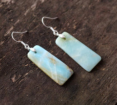 Boho Earrings, Dangle Earrings, Maya Blue Amazonite