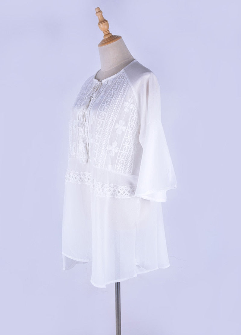 Boho Boho Mini Dress, Beach Dress, Cover up Dress,  White Tunic Malisa