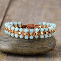 Boho Bracelet, Friendship Bracelet, Blue Amazoniteand Purple Jasper