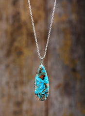 Boho Necklace, BlueTurquoise Eclipe Pendant
