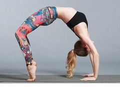 Yoga Legging, Yoga Pants, Boho Legging, Printed Tight, Red Wild Peacock