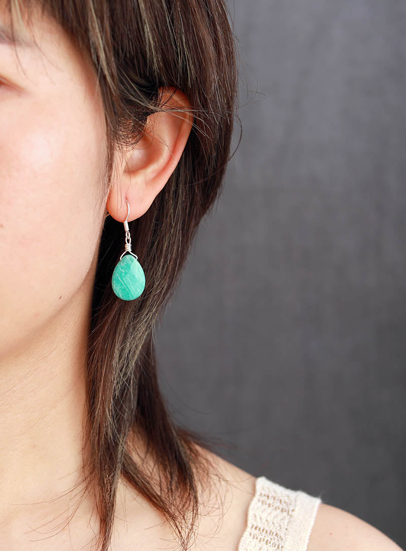 Boho Earrings, Dangle Earrings, Blue Faceted Amazonite