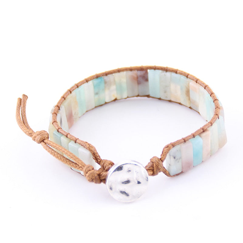 Boho Bracelet, RH Leather Wrap Bracelet, Pastel Pink